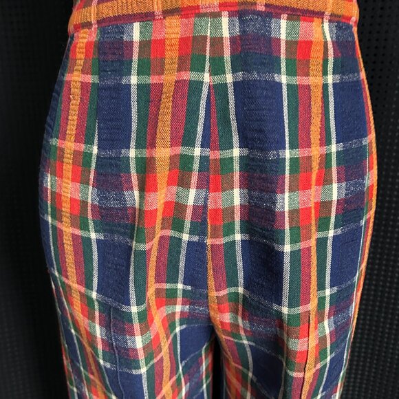 Vintage 1960S Women's Vibrant Check Leisure Suit Mod Disco Flare Leg Pant Set - Picture 14 of 14